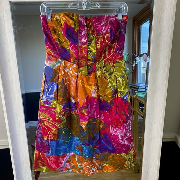 Moulinette Soeurs Strapless Tropical Colorful dress size 6 - Picture 4 of 11